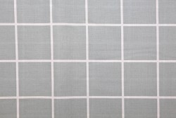 Βαμβακερό ύφασμα γκρι με φάρδος 240cm με μοτίβο τετράγωνα