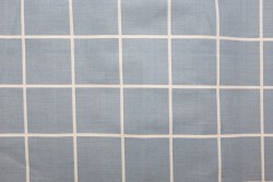 Βαμβακερό ύφασμα σιέλ - λευκό με φάρδος 240cm με τετράγωνο μοτίβο