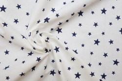 Βαμβακερό ύφασμα λευκό με φάρδος 240cm με μπλε αστέρια