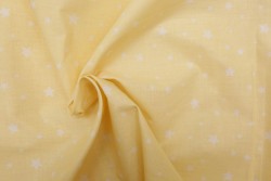 Βαμβακερό ύφασμα απαλό κίτρινο με φάρδος 240cm και λευκά αστέρια