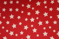 Βαμβακερό ύφασμα κόκκινο με φάρδος 240cm και λευκά αστέρια