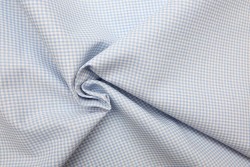 Plaid fabric in white and light blue with a width of 140cm
