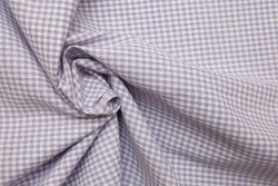 Plaid fabric in white and purple with a width of 140cm