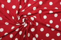 Red polka dot fabric 170cm wide