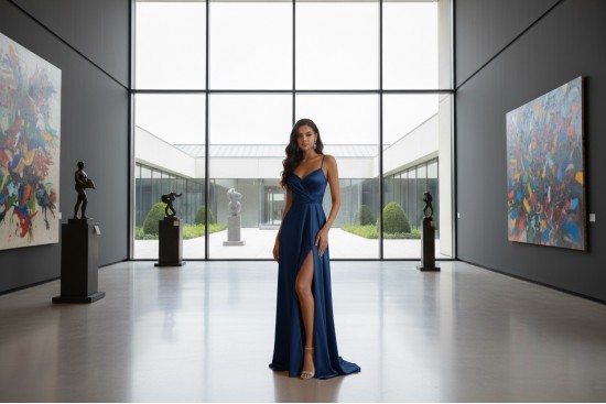 Σατέν ρασμίρ σκούρο μπλε 150cm φάρδος