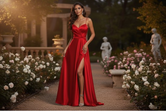 Σατέν ρασμίρ κόκκινο 150cm φάρδος