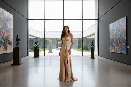 Σατέν ρασμίρ μπεζ 150cm φάρδος