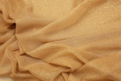 Τούλι ελαστικό με glitter και φάρδος 150cm σε μπεζ - κίτρινο χρώμα
