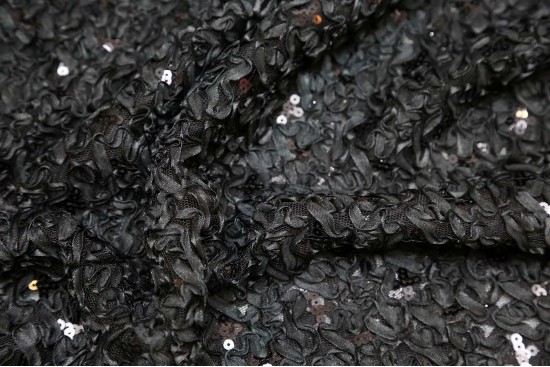 Βραδινό μαύρο ύφασμα με ασημί παγιέτες φάρδους 130cm 
