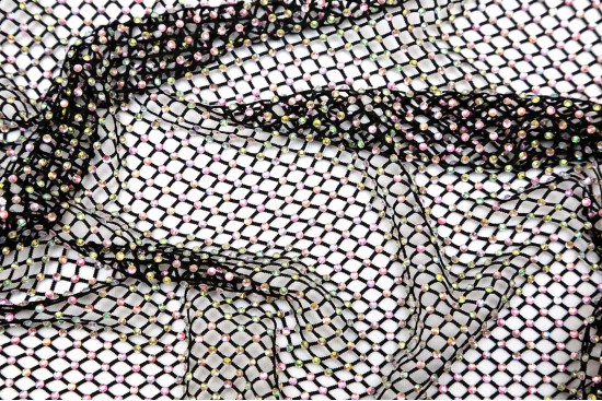 Δίχτυ σε μαύρο χρώμα με στρας ιριδίζον μεγέθους 50Χ130cm 