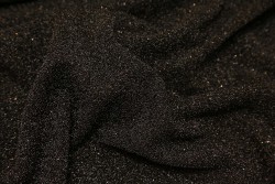 Βραδινό ύφασμα μαύρο ελαστικό ζέρσεϋ με ασημί γκλίτερ και φάρδος 150cm