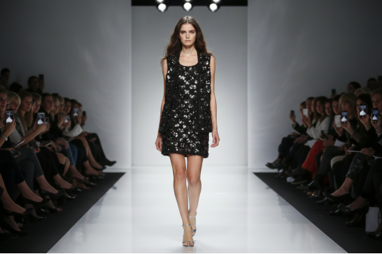 Βραδινό ύφασμα μαύρο πλεκτό με παγιέτα φάρδους 150cm 