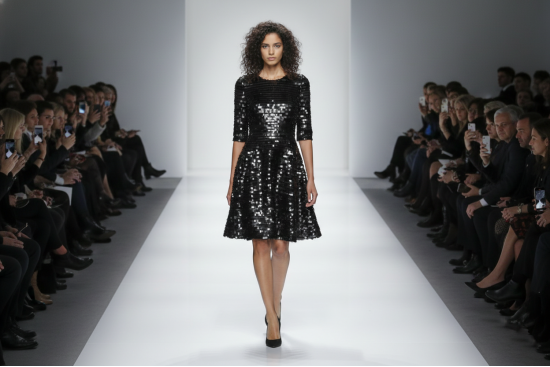 Βραδινό ύφασμα με μαύρη παγιέτα φάρδους 140cm 