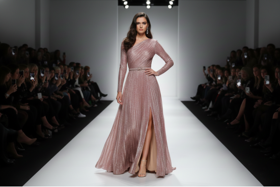 Βραδινό ύφασμα παλ ροζ με glitter φάρδους 150cm 