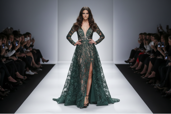 Βραδινό ύφασμα σε αποχρώσεις του πράσινου με στρας 140cm