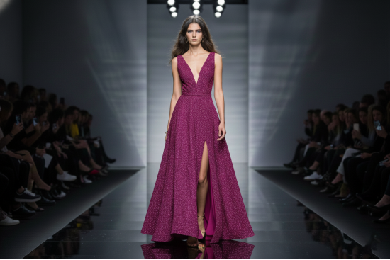 Βραδινό ύφασμα ελαστικό ζέρσεϋ μοβ με γκλίτερ και φάρδος 150cm