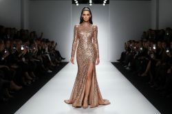 Βραδινό ύφασμα χρυσό ελαστικό με παγιέτες και φάρδος 150cm