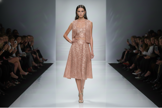 Βραδινό ύφασμα σομόν ελαστικό με παγιέτες και φάρδος 150cm