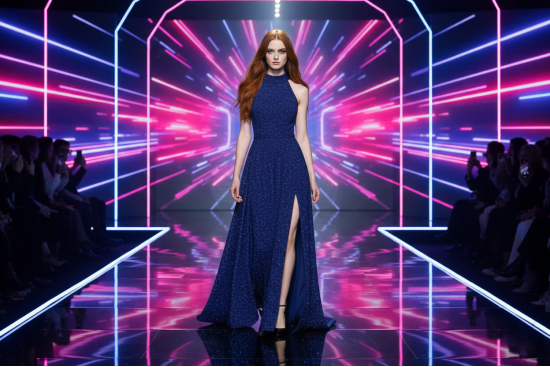 Βραδινό ύφασμα μαύρο ελαστικό ζέρσεϋ με μπλε γκλίτερ και φάρδος 150cm