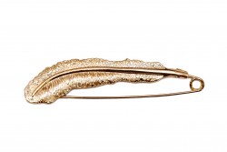Καρφίτσα - παραμάνα χρυσό σε σχήμα πούπουλο 90Χ25mm