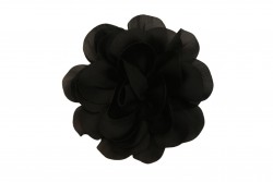 Καρφίτσα σατέν άνθος με διάμετρο 13cm σε μαύρο χρώμα