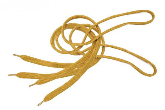 Shoe laces with a classic line in yellow