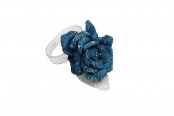 Δέστρα (δαχτυλίδι) πετσέτας με άνθος σε μπλε χρώμα