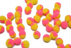 Πομ - πομ μπαλίτσες δίχρωμες (ροζ - κίτρινο) 16mm διάμετρος
