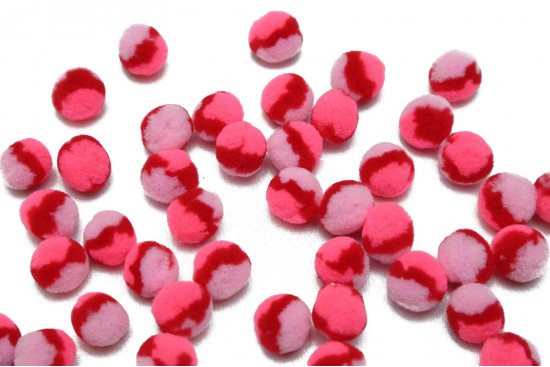 Πομ - πομ μπαλίτσες τρίχρωμες (φουξ - ροζ - μοβ) 16mm διάμετρος