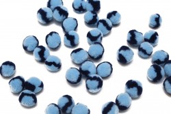 Πομ - πομ μπαλίτσες δίχρωμες (θαλασσί - μπλε) 16mm διάμετρος