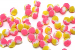 Πομ - πομ μπαλίτσες τρίχρωμες (λευκό - ροζ - κίτρινο) 16mm διάμετρος