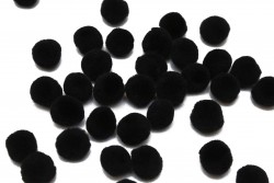 Πομ - πομ μπαλίτσες σε μαύρο χρώμα 20mm διάμετρος