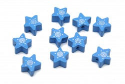  Wooden beads in the shape of a star and blue color