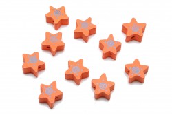  Wooden beads in the shape of a star and orange color
