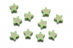  Wooden beads in the shape of a star and green color