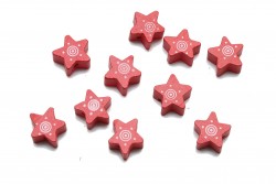 Wooden beads in the shape of a star and red color