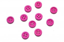 Wooden beads in the shape of a button in fuchsia color