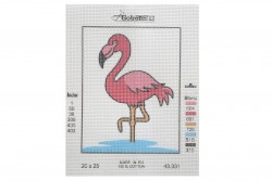 Embroidery printed canvas flamingo 