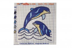 Embroidery printed canvas dolphins
