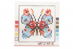 Embroidery printed canvas butterfly 18X18cm