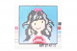Embroidery printed canvas girl 18X18cm