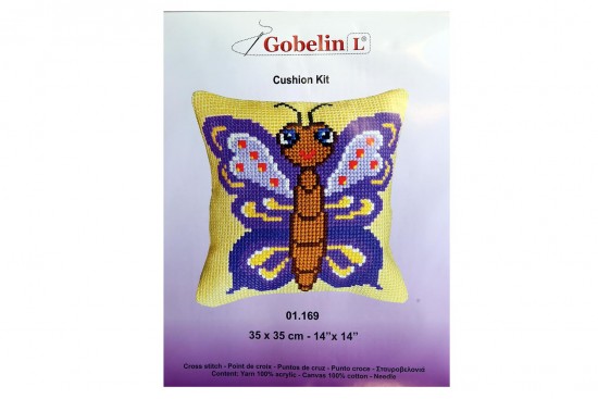 Παιδικό κιτ κεντήματος (μαξιλάρι) με σχέδιο πεταλούδα 35Χ35cm 