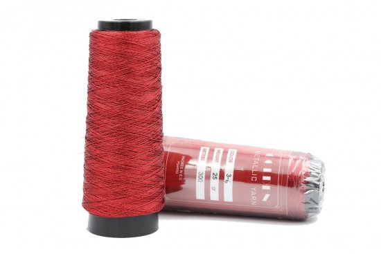Κλωστή κεντήματος τρίκλωνη Golden Metallic Yarn 3-24 σε κόκκινο χρώμα 