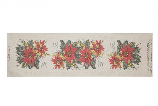 Κέντημα πολύχρωμο τυπωμένο τραβέρσα 40Χ135cm με σχέδιο λουλούδια αλεξανδρινά
