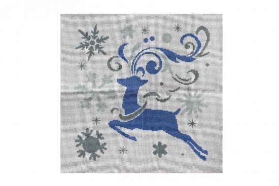 Κέντημα πολύχρωμο πετσετάκι 45X45cm με σχέδιο ελαφάκια - Χριστουγεννιάτικο