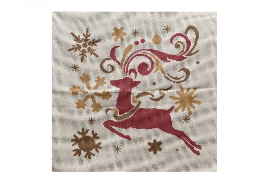 Κέντημα πολύχρωμο πετσετάκι 45X45cm με σχέδιο ελαφάκια - Χριστουγεννιάτικο