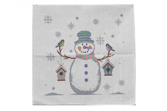 Κέντημα πολύχρωμο (πετσετάκι) μίνι 45X45cm σε σχέδιο χιονάνθρωπος (χριστουγεννιάτικο)