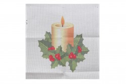 Κέντημα πολύχρωμο (πετσετάκι) μίνι 45X45cm σε σχέδιο κερί με γκι (χριστουγεννιάτικο)