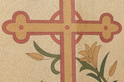 Κέντημα προσκυνητάρι τραβέρσα 50X150cm σταυρός και άνθη