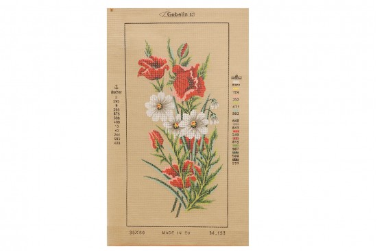 Κέντημα κάδρο 35X60cm άνθη - Παπαρούνες και Μαργαρίτες